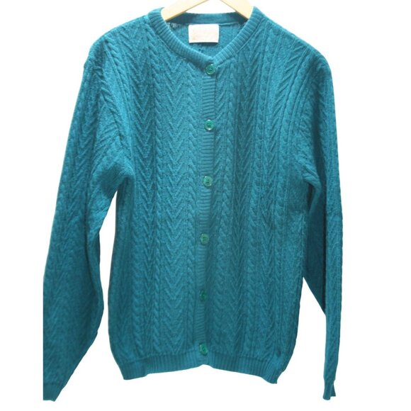 Pendleton Sweaters - Pendleton Wool Cable Knit Cardigan Sweater Womens S Teal Blue Heritage Classic